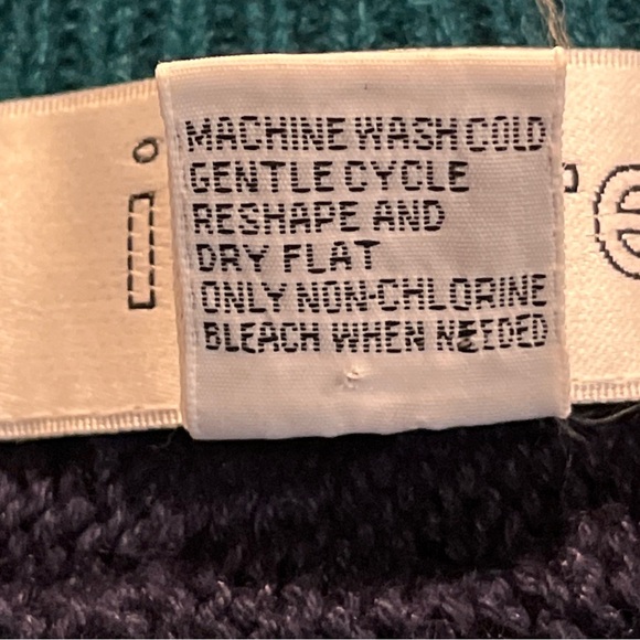 90s preppy blue striped tennis sweater Cable Knit Turquoise VNeck MEN Lg College - Picture 7 of 12